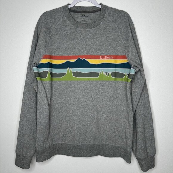 LL Bean Sweatshirt Gray Camp Comfort Crewneck Pullover  Size L Hiking Outdoor - Picture 1 of 9